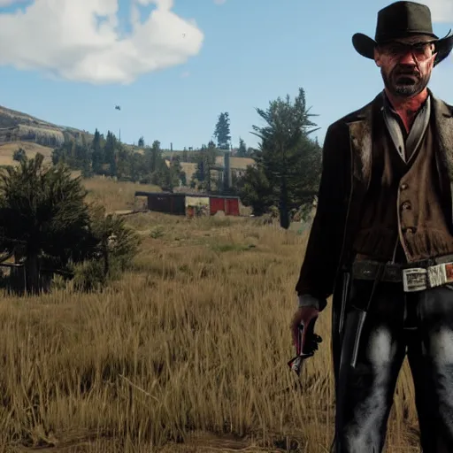 Image similar to walter white in red dead redemption 2 in game screen shot