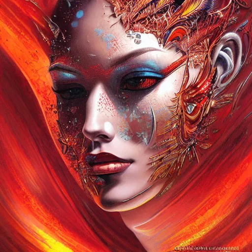 Image similar to Red alien, intricate, detailed digital art by Karol Bak