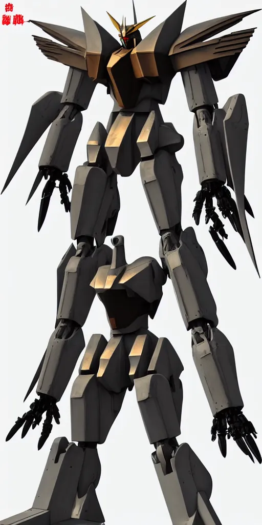 Prompt: distinct 3 d model, full body sci - fi mecha arc angel, machine wing, gundam wing style armor, pacific rim style jaeger, wide armored helmet jaeger, kaiju, kaiju in metal exoskeleton