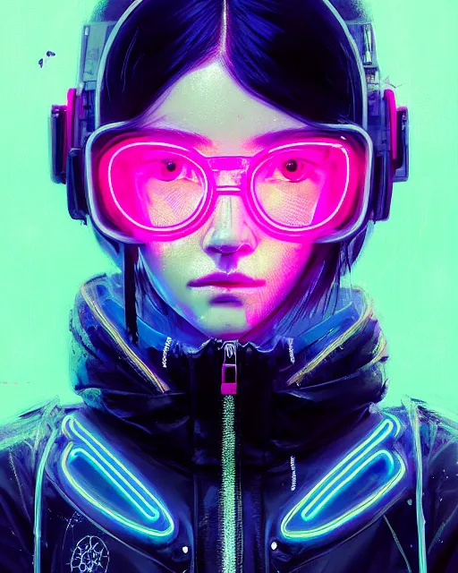 Image similar to detailed portrait neon operator girl, cyberpunk futuristic, neon, reflective puffy coat, decorated with traditional japanese by ismail inceoglu dragan bibin hans thoma greg rutkowski alexandros pyromallis nekro rene margitte, illustrated, perfect face, fine details, realistic shaded, fine - face, pretty face