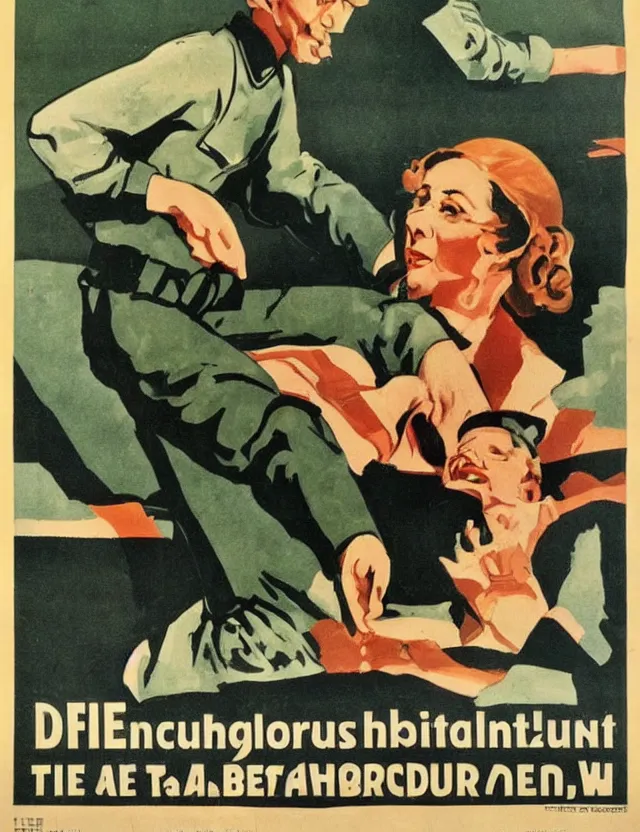 Image similar to a german propaganda poster during ww 2, advising you to be quiet