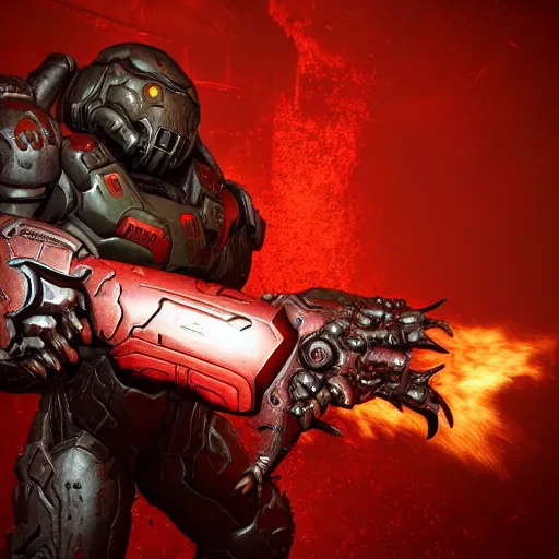 Image similar to doom slayer from doom eternal, photography