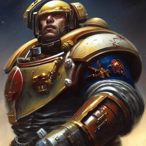 Image similar to Space Marine, closeup character art by Marc Lee, Vladimir Krisetskiy, Donato Giancola, Craig Mullins digital art, trending on artstation