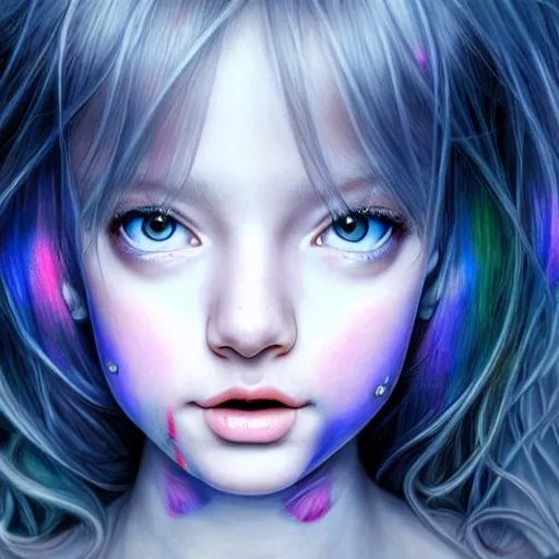 Image similar to demented girl, ultra detailed painting at 1 6 k resolution and epic visuals. epically beautiful image. amazing effect, image looks crazily crisp as far as it's visual fidelity goes, absolutely outstanding. vivid clarity. ultra. iridescent. mind - breaking. mega - beautiful pencil shadowing. beautiful face. ultra high definition, range murata and artgerm