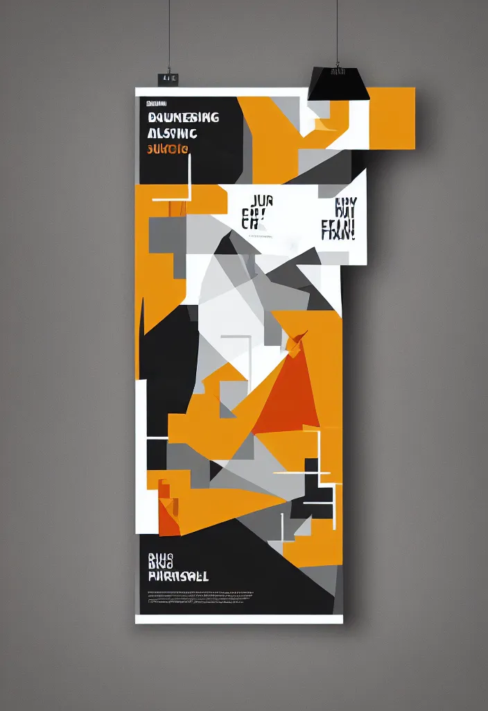 Image similar to advertising poster design, grid layout, golden ratio, illustration and dynamic type, minimalist, bauhaus