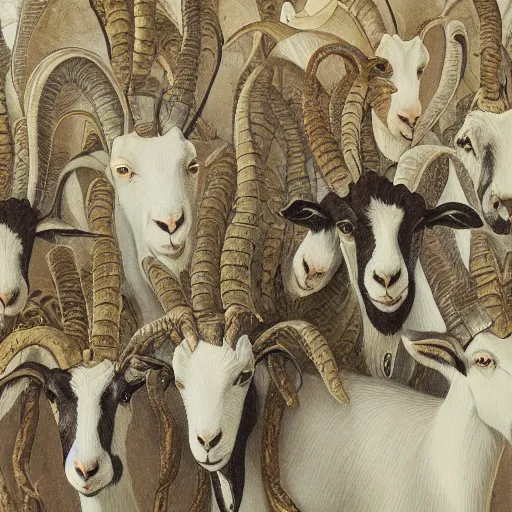 Image similar to people and goats by Hamid Savkuev, close-up, botanical illustration