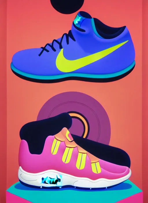 Image similar to nike acg sneaker by shusei nagaoka, kaws, david rudnick, airbrush on canvas, pastell colours, cell shaded, 8 k