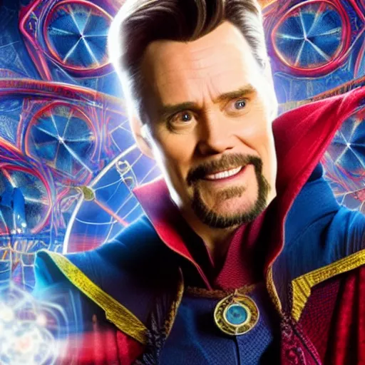 Image similar to Film still of Jim Carrey as Doctor Strange