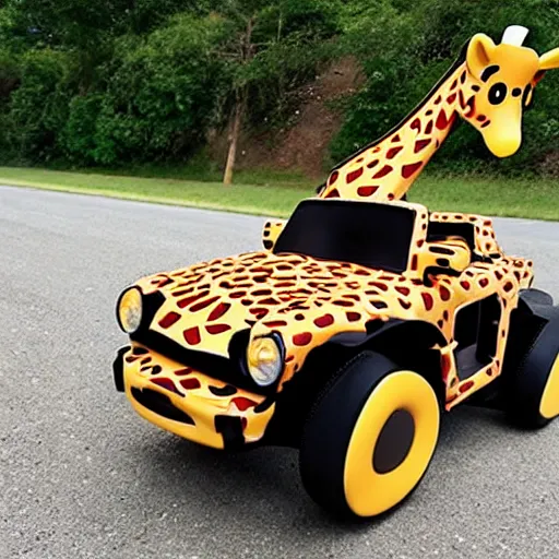 Image similar to giraffe car, vroom vroom