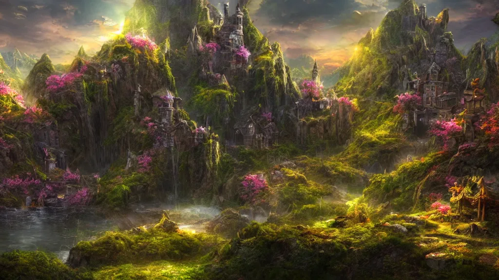 Image similar to amazing landscape photo of a fairy castle, fantasy artwork, very very very beautiful scenery, hd, hdr, ue 5, ue 6, unreal engine 5, cinematic 4 k wallpaper, 8 k, ultra detailed, high resolution, artstation, award winning