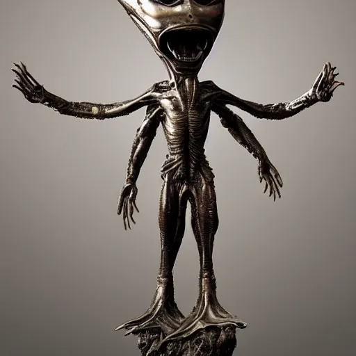 Prompt: terrifying alien overlord statue, magnificent masterpiece