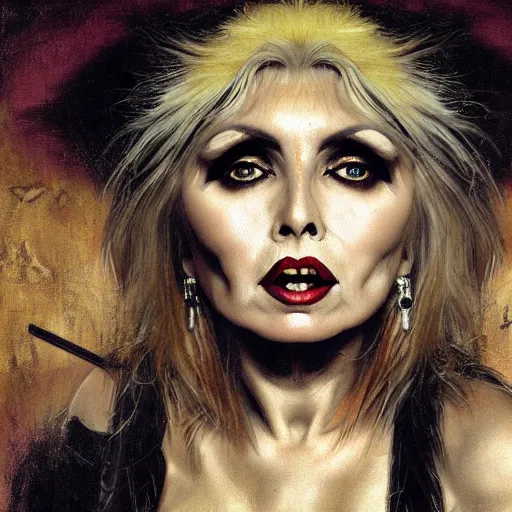 Prompt: baroque portrait of debbie harry, corpsepaint, d&d, hyper realistic, sharp focus, 4k, fantasy digital painting by caravaggio