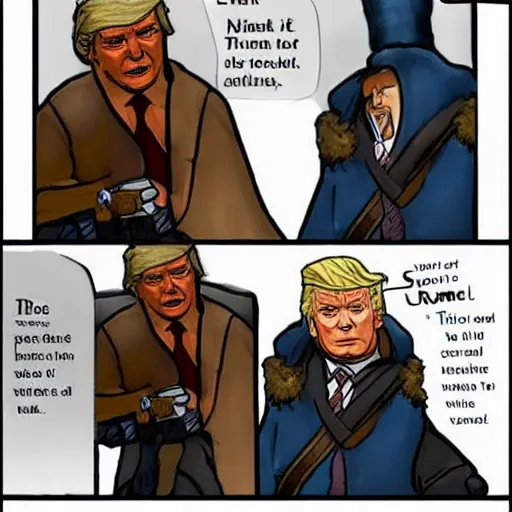 Prompt: Donald Trump as NPC in Skyrim
