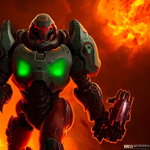 Image similar to doom slayer from doom eternal, photography