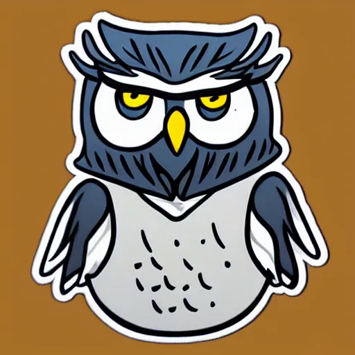 Image similar to !!! sticker!!! close - up anthropomorphic owl wearing a hoodie,