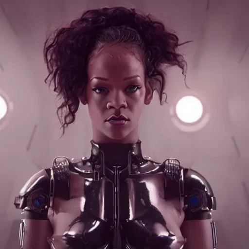 Prompt: movie still of rihanna cyborg, cinematic composition, cinematic light, criterion collection, by edgar wright