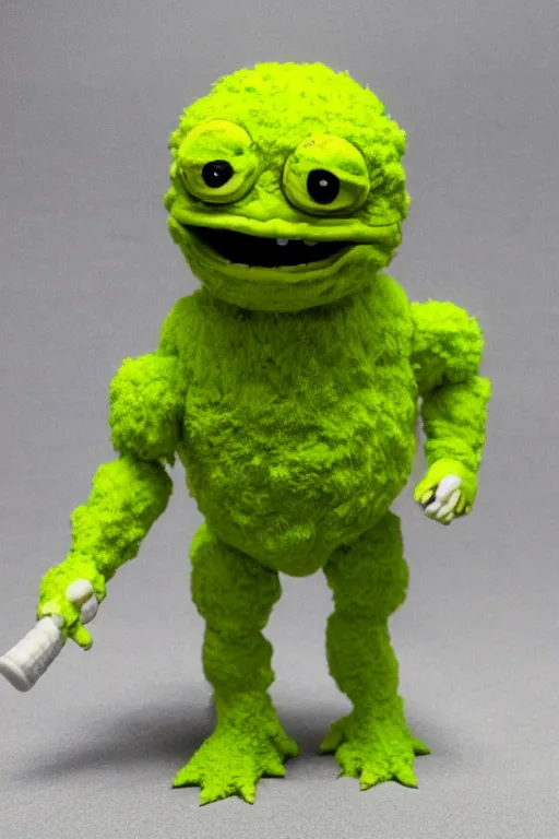 Image similar to 8 k high definition, 1 9 8 0 tennis ball monster kenner style action figure, full body, highly detailed, science fiction, photorealistic