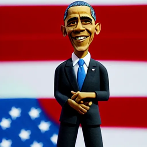 Image similar to obama, made of clay, as a claymation character