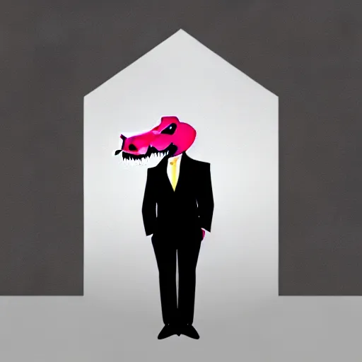 Image similar to dinosaur wearing a suit