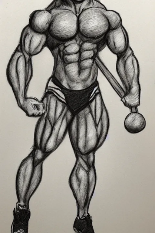 Image similar to master furry artist colored pencil drawing full body portrait character study of the anthro male anthropomorphic wolf fursona animal person wearing gym shorts bodybuilder at gym