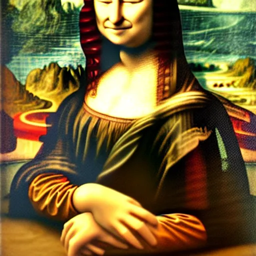 Image similar to mona lisa fused with a cat