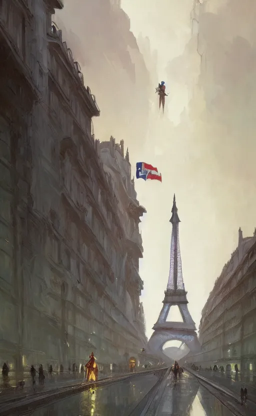 Image similar to a personification of the country france, eiffel tower, highly detailed, digital painting, artstation, concept art, sharp focus, illustration, art by greg rutkowski and alphonse mucha