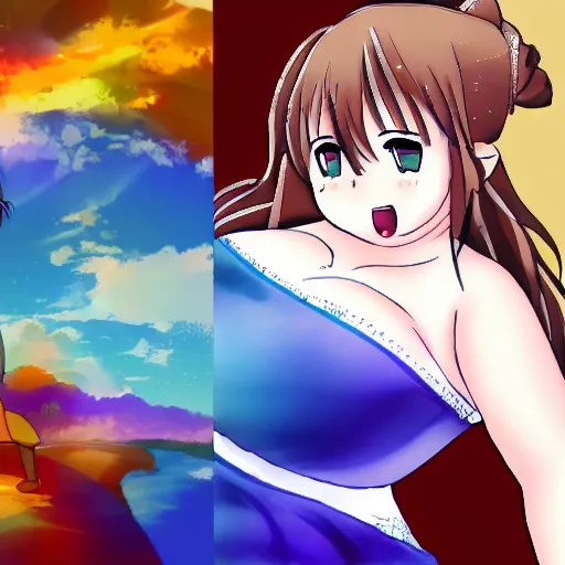 Image similar to an overweight guy generating pictures of anime girls using stable diffusion,