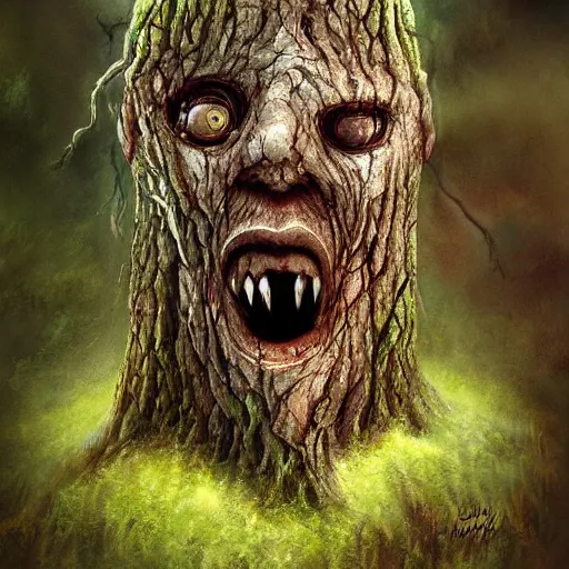 Image similar to scary tree face horror by Dariusz Zawadzki