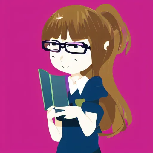 Prompt: a vector image trace of a cute librarian, anime vector trace, vector art, high resolution