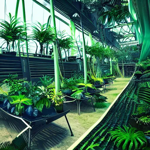 Prompt: interior concepts of solar punk futuristic greenhouse apartments in a tropical forest setting. vivid colors mixes with dusty moody lighting. architectural concepts inspired by dune 2 0 4 9, 8 k, photorealism