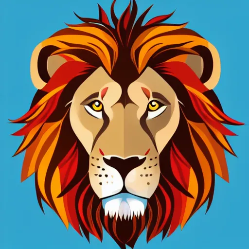 Prompt: A nice lion, Anthropomorphized, portrait, highly detailed, colorful, illustration, smooth and clean vector curves, no jagged lines, vector art, smooth