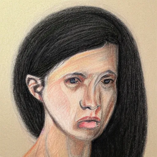 Prompt: female portrait, crayon