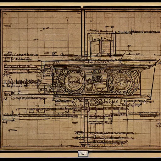 Image similar to a blueprint of time machine by da vinci