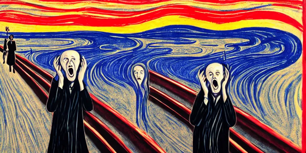 Image similar to john snow in the the scream painting