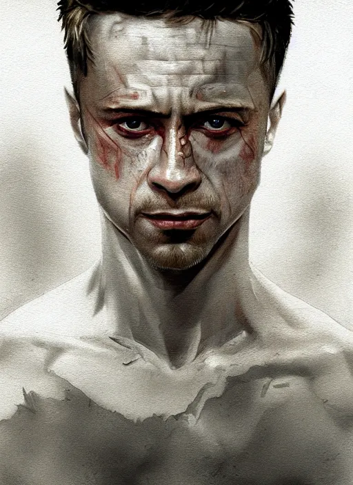 Image similar to artstation concept of tyler durden from fight club, concept art, translucent skin, ultrafine detail, matte painting, symmetrical face, fantasy science, science background, sci-fi, hyperdetailed, artstation trending, world renowned artists, worth1000.com, historic artworks society, antique renewel, cgsociety, by greg rutkowski, by Gustave Dore, Deviantart