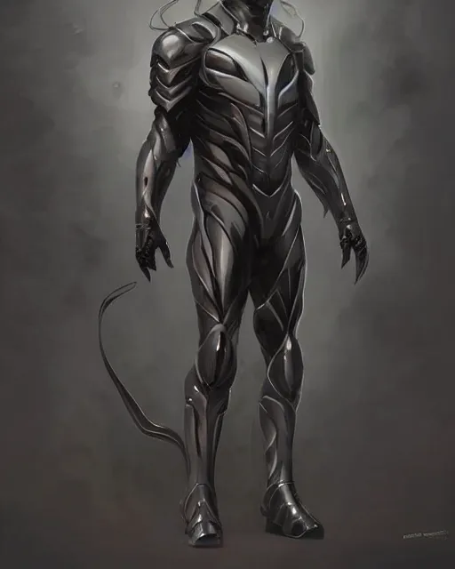 Prompt: wiry muscular male smooth sleek black pearlescent scifi armor, by greg rutkowski and mark brookes and jim burns and tom bagshaw and magali villeneuve, trending on artstation