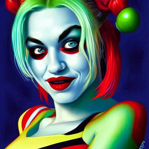 Prompt: lofi portrait of harley quinn as shehulk, pixar style, by tristan eaton stanley artgerm and tom bagshaw.