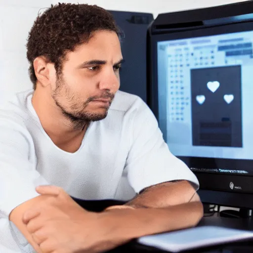 Image similar to man waiting in front of his computer for his friend to log in