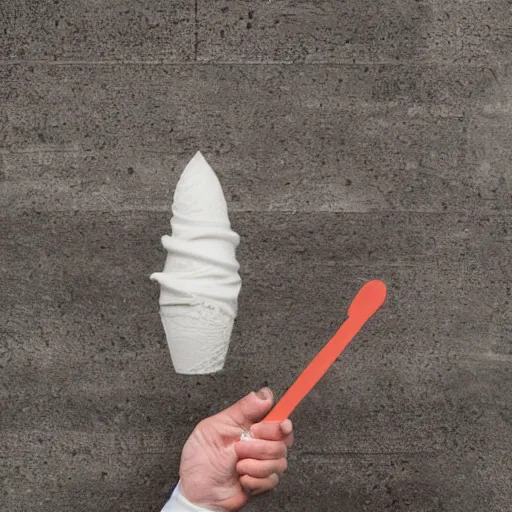 Prompt: levitating ice cream cone with a surprise