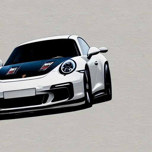 Image similar to a black 2 0 2 1 porsche 9 1 1 gt 3 driving on a windy road, action photo, pencil sketch