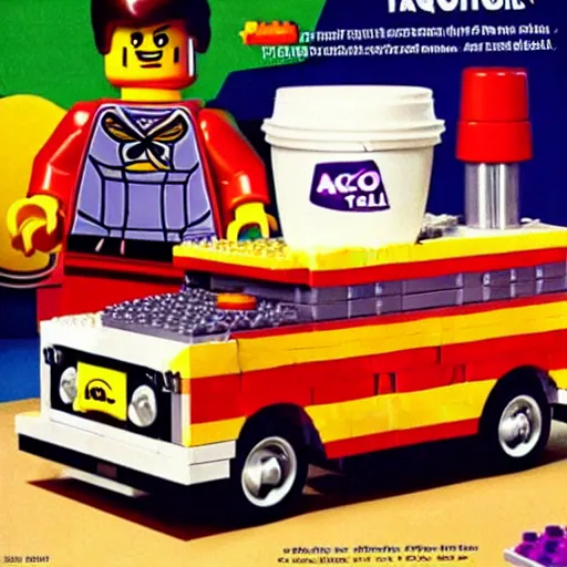 Image similar to a 1 9 9 0 s ad for the all new lego taco from taco bell