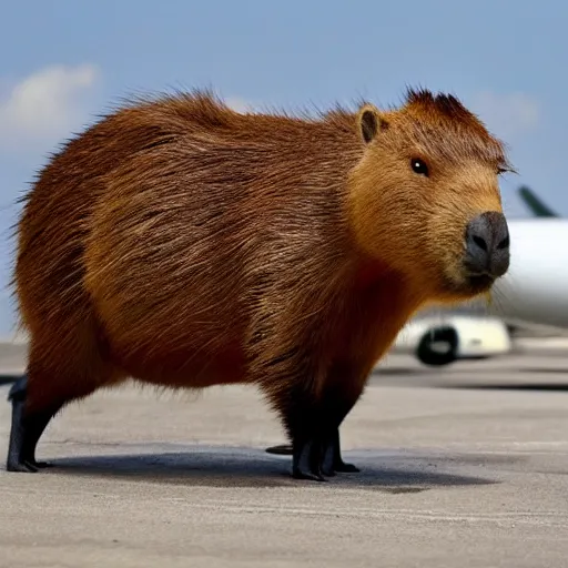 Image similar to capybara flying a plane