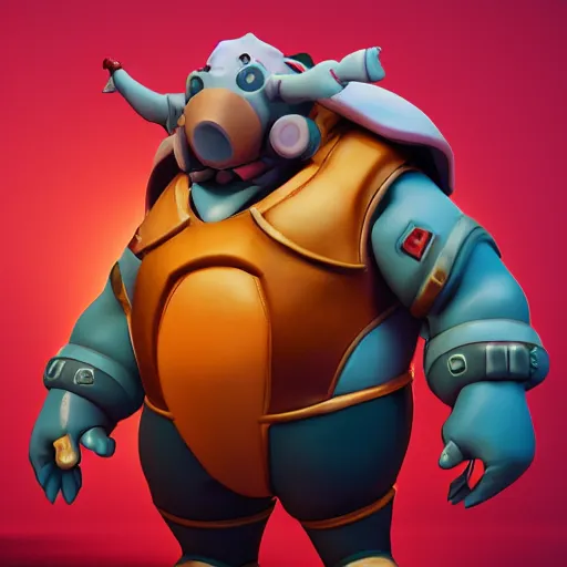 Image similar to roadhog from overwatch in style of the 1 9 9 0 disney cartoon, cinematic shot, octane render