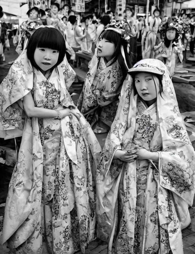 Prompt: two ghost girls in taiwan during a festival by hisaji hara