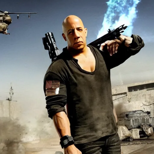 Prompt: vin diesel, as a character in mw 2