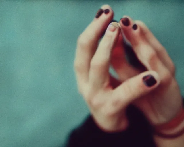 Image similar to a lomographic photo of woman hand with cigarette