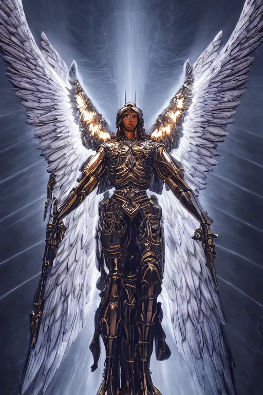 Image similar to archangel micheal by tsuyoshi nagano, illustration, cinematic lighting, hyperdetailed, 8 k, symmetrical, trending on artstation