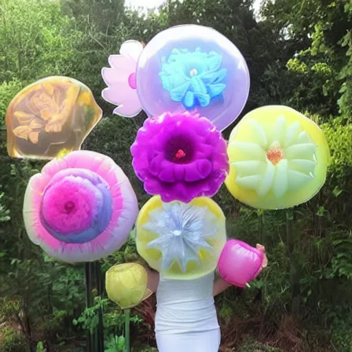 Image similar to an inflatable transparent flower bouquet