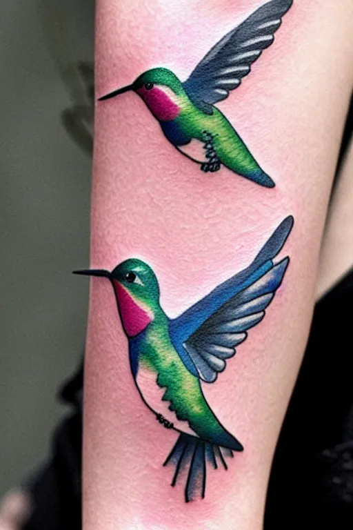 Image similar to watercolor style tattoo of a hummingbird