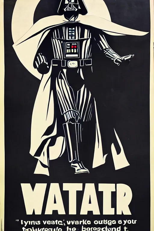 Prompt: propaganda poster of darth vader with the slogan join the dark side, valentina kulagina